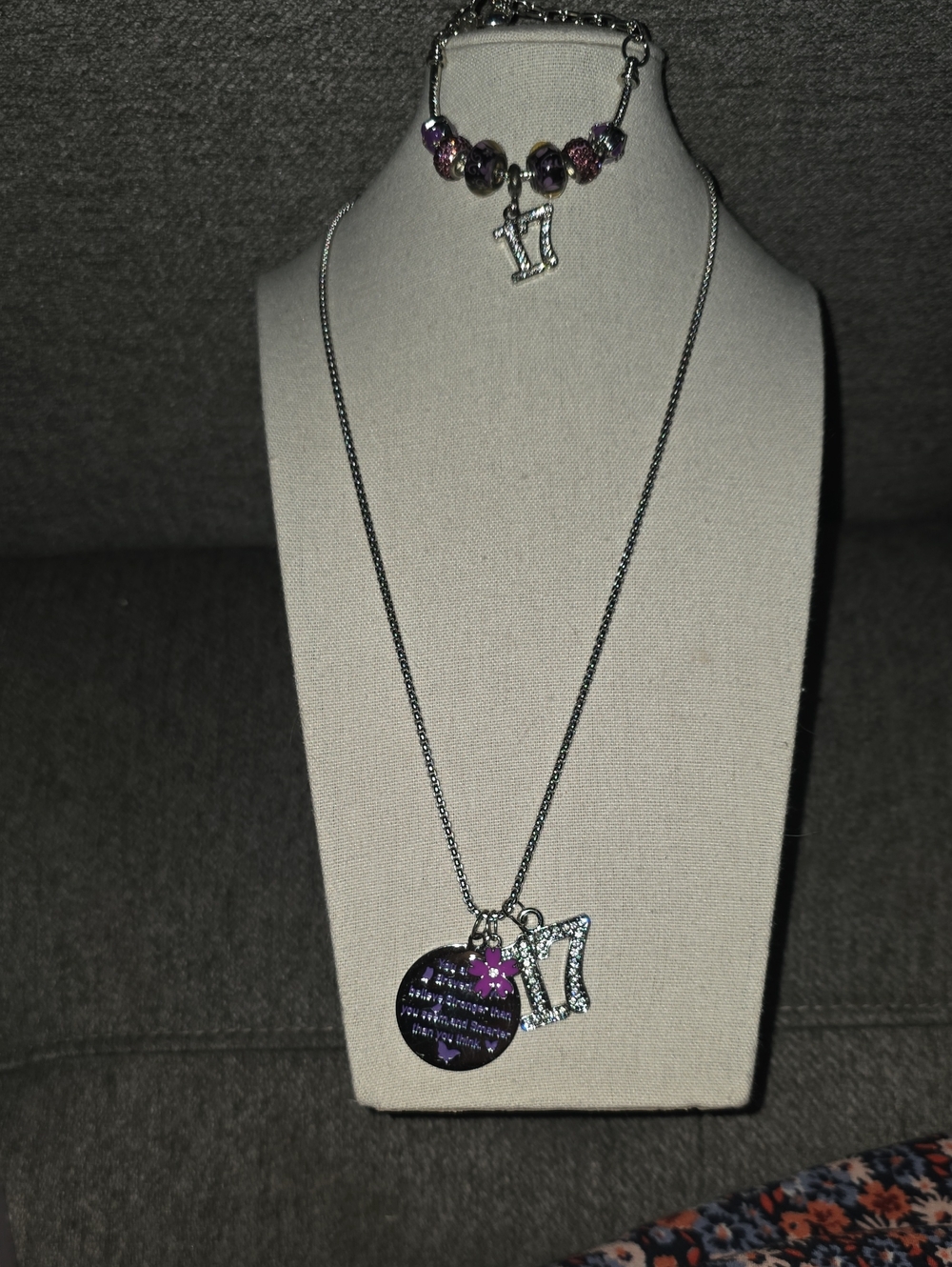 17th Birthday Silver-tone Pendant Necklace & Bracelet Comes With Box